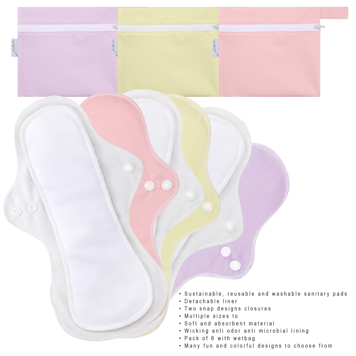 Menstrual Pads/Reusable Sanitary Pads 5pcs/Set varies color